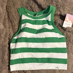 JoyLab Green and White Striped Tank Top